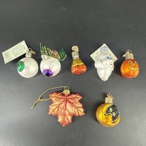 Halloween OWC Old World Ornaments Lot of 6 Pumpkin Ghost Moon Candy Eyeballs +